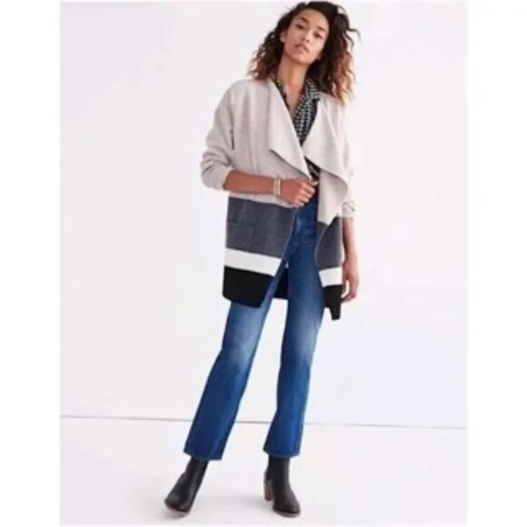 Madewell Sweaters - Madewell Merino Wool Meridian Sweater Cardigan Coat In Stripe